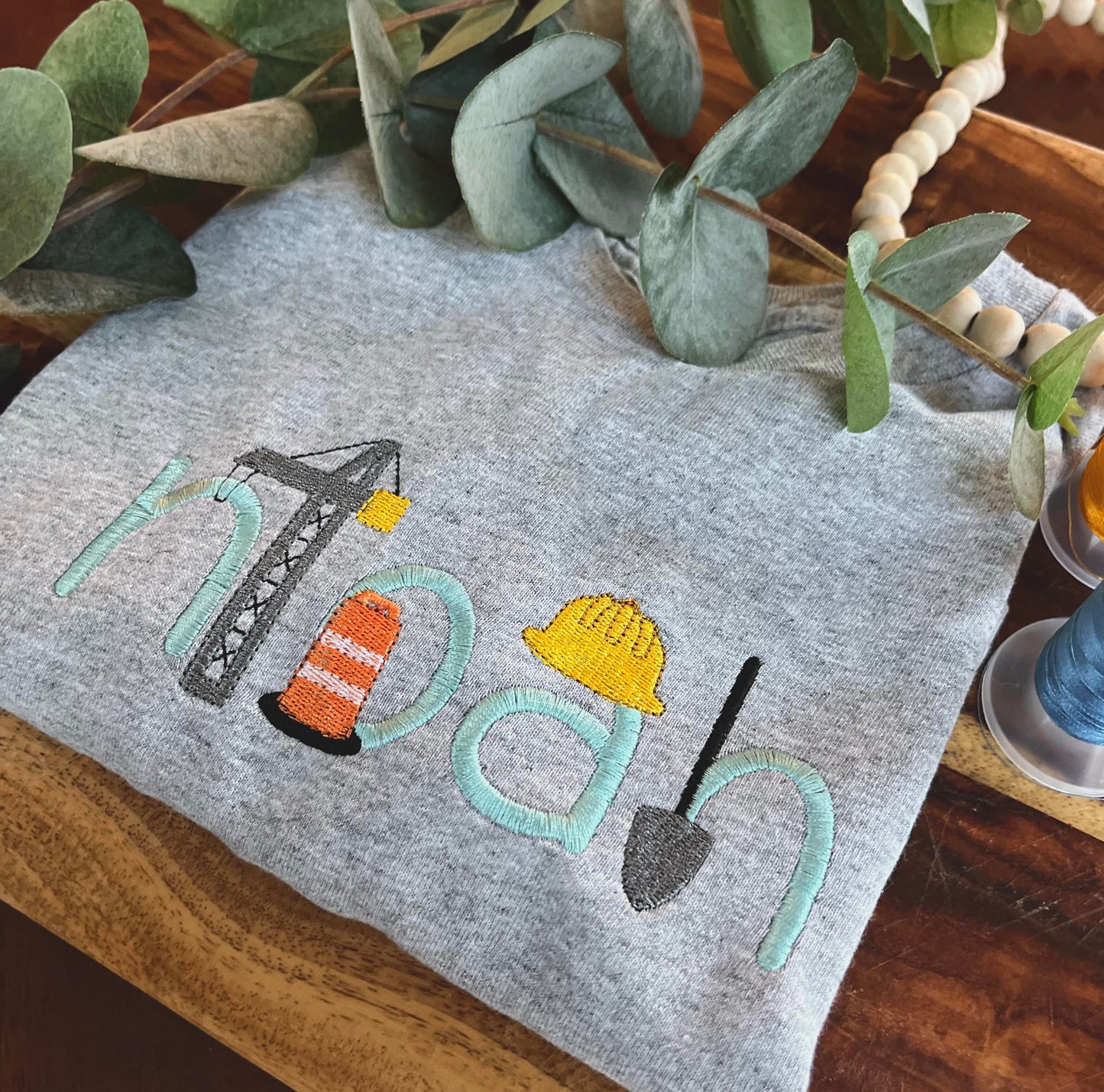 Kid's Personalized Construction Font Name T-Shirt