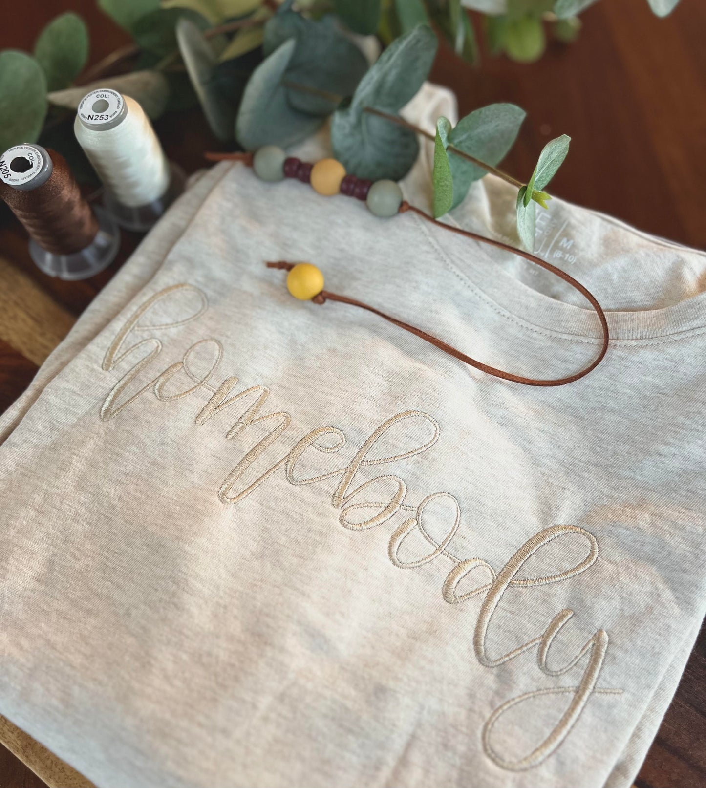 Custom Embroidered Homebody Sweatshirt (Beige)