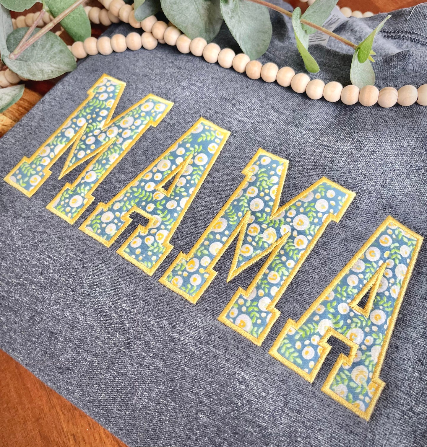 Custom Embroidered Applique MAMA Sweatshirt