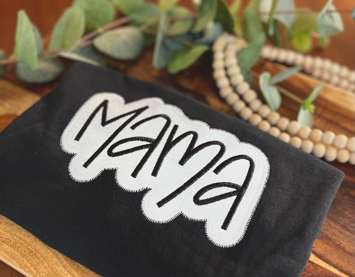 Custom Embroidered MAMA Applique Sweatshirt (Glitter Vinyl)