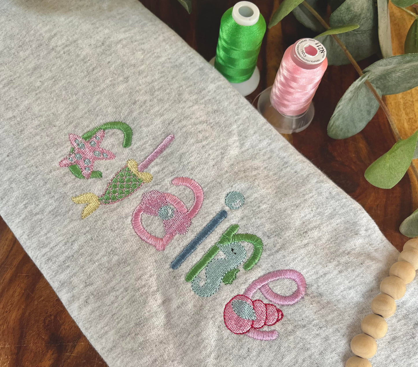 Kid's Personalized Mermaid Font Name T-Shirt