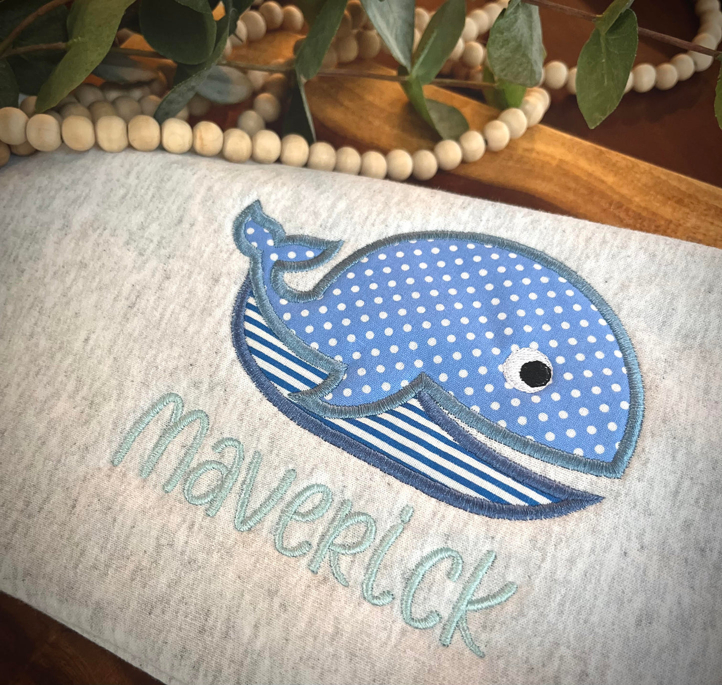 Kid's Personalized Nautical Whale Applique T-ShirT