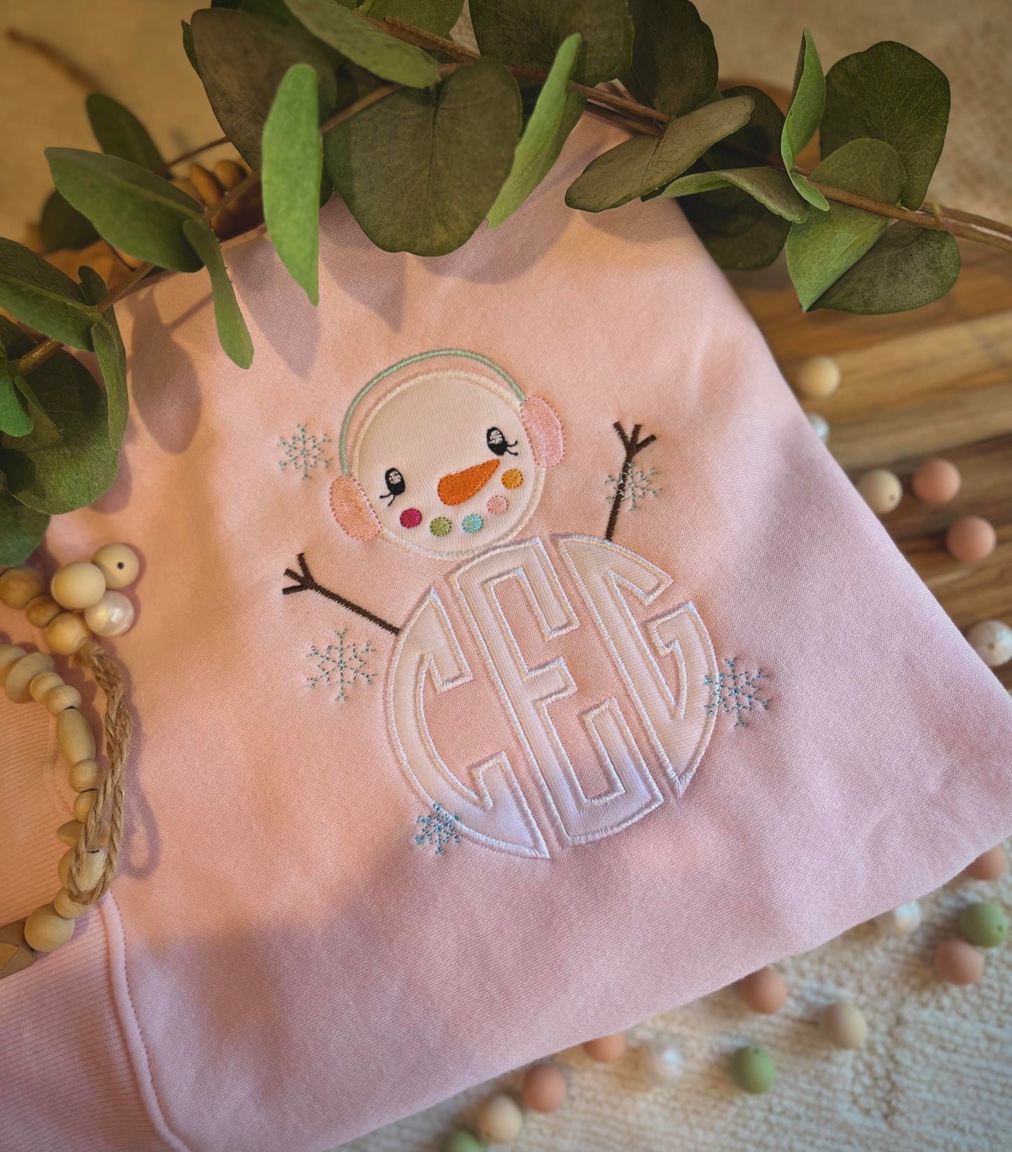 Kid's Monogrammed Embroidered Snowman Sweatshirt