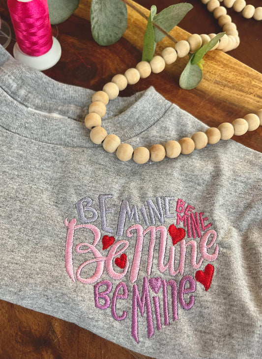 Kid's Personalized Embroidered "Be Mine" Heart Logo Valentine's Day Sweatshirt