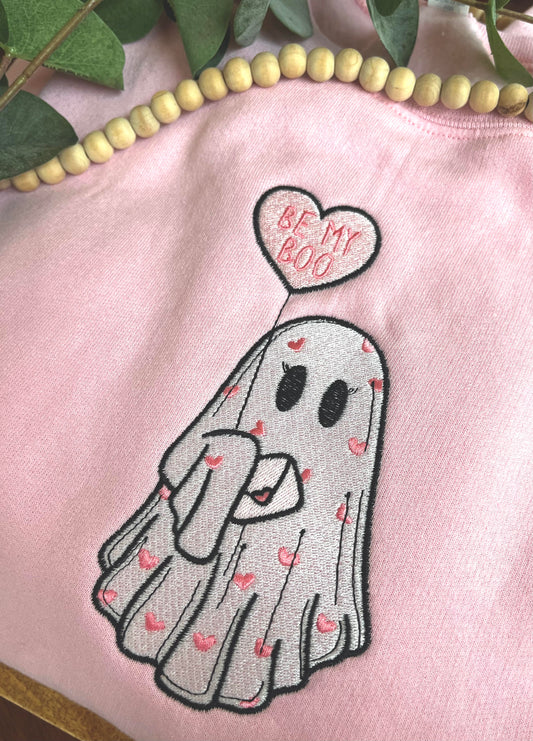 Custom Embroidered Valentine's Ghost Hearts Sweatshirt