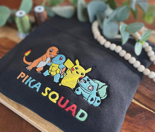 Kid's Personalized Pokemon "Pika Squad" Embroidered Sweatshirt